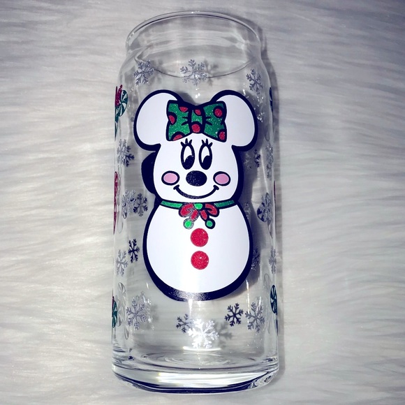 Mickey & Minnie Snowman Beer Glass - Picture 1 of 4